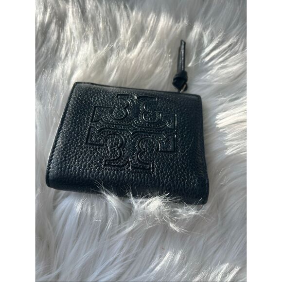 Tory Burch bifold wallet black leather wallet multiple compartments - Picture 1 of 8